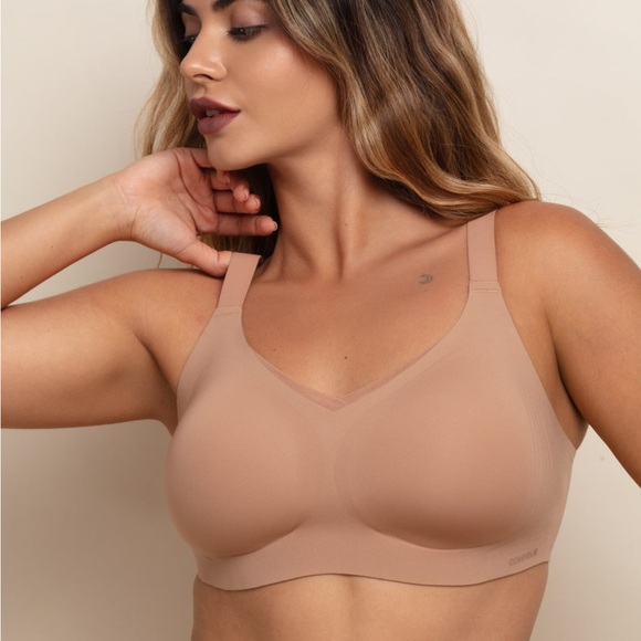 Comfelie Zero Gravity Sculpt Plunge Mesh Bra In Nude Beige Size 3XL - Picture 2 of 8
